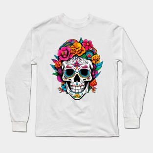 Mexican catrina skull Long Sleeve T-Shirt